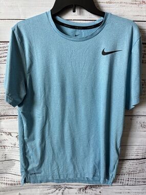 Nike Men’s Sky Blue Short Sleeve Dri-FIT Tee with Black Swoosh